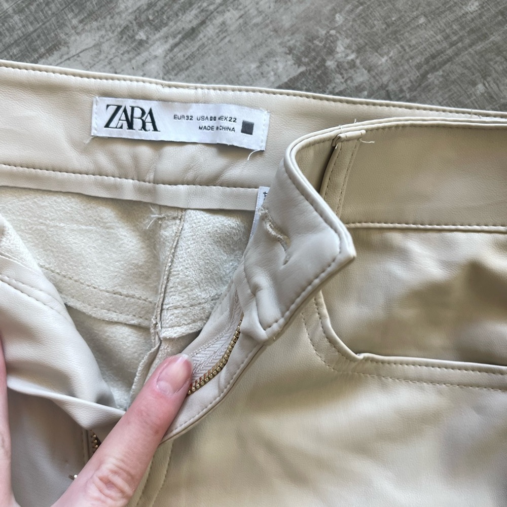 Zara beige leather pants - Picture 3 of 4